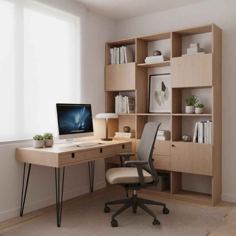 مفهوم تصميم داخلي من مهندس تصميم داخلي لركن مكتب منزلي