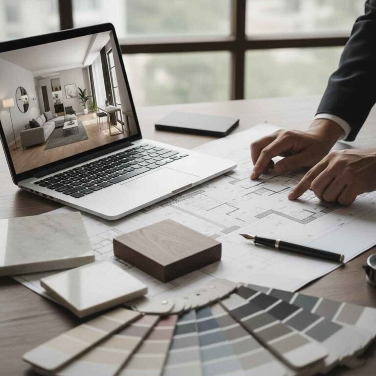 مرحلة التخطيط والتصميم ثلاثي الأبعاد لتشطيب شقة