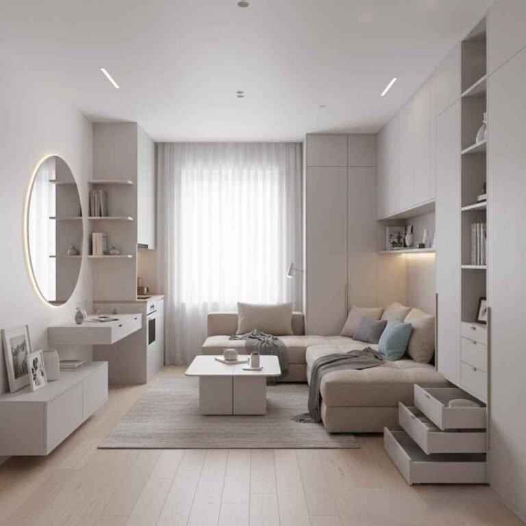 حلول شركة تصميم داخلي لاستغلال المساحات الصغيرة في شقة استوديو